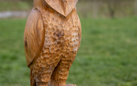 Wooden sculpture of an owl