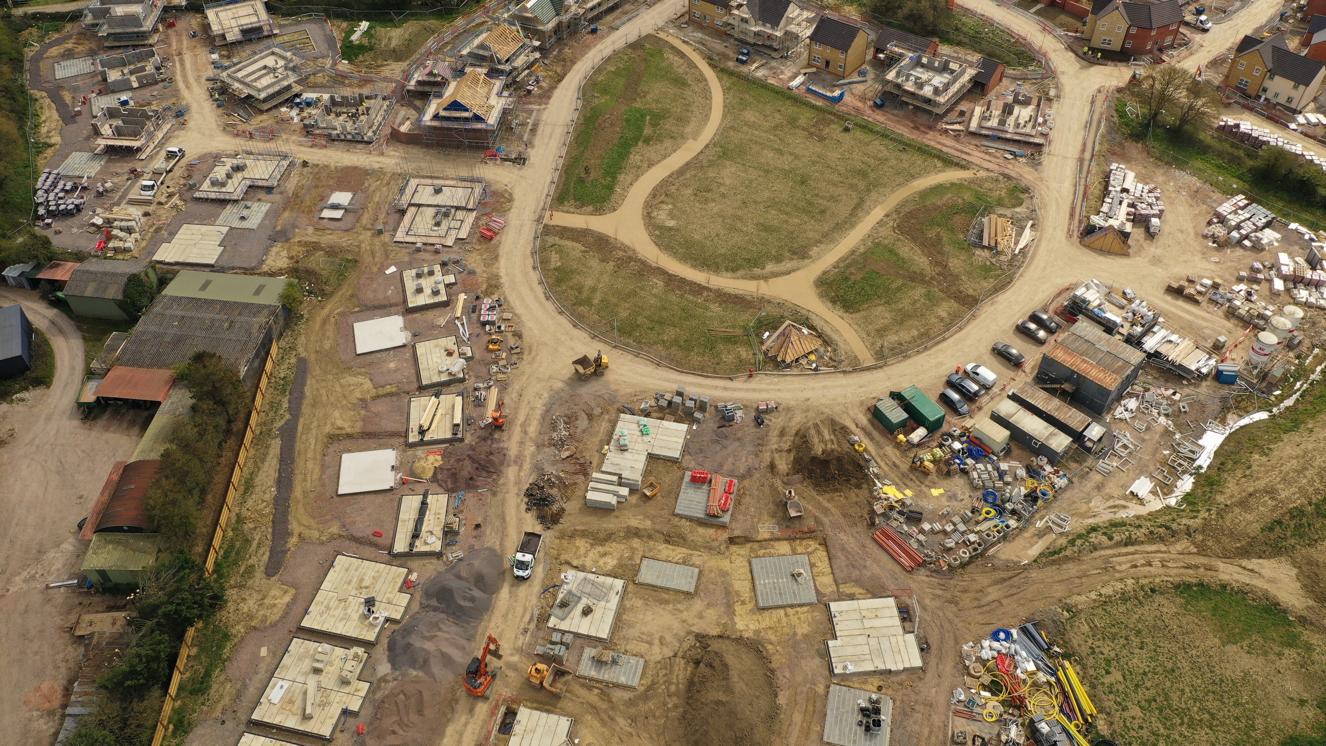 Aerial shot of building site