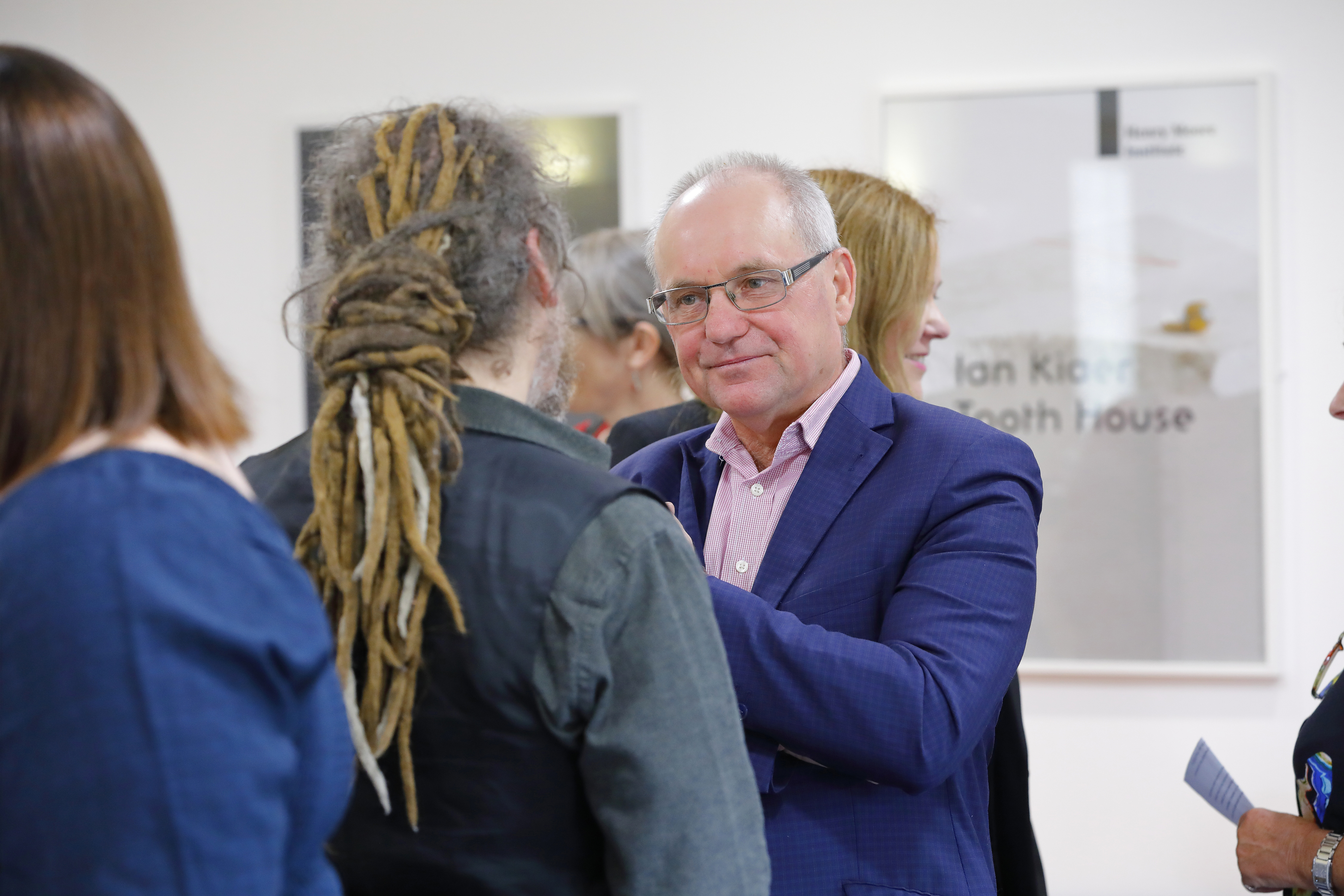 Nicholas Harris talking artist at the Blunden Prize winner announcement day