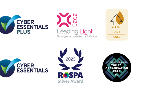 Composite image of some of Stonewater's key awards and accreditations 
