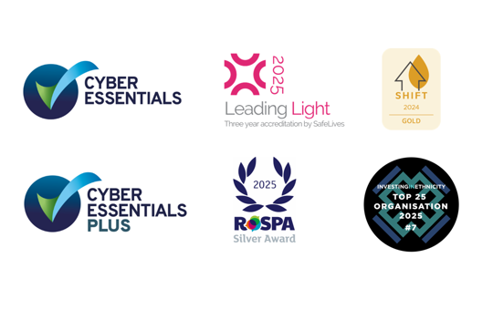 Composite image of some of Stonewater's key awards and accreditations 
