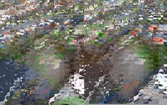 Aerial view of site for new homes at Cherry Grove